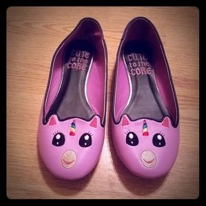 Purple unicorn flat shoes
